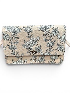 Furla Floral Leather Wallet on Chain / Crossbody Clutch
